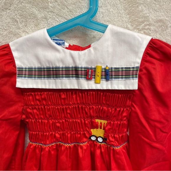 Polly Flinders girls smocked school dress red toddler size 5 - Picture 5 of 8